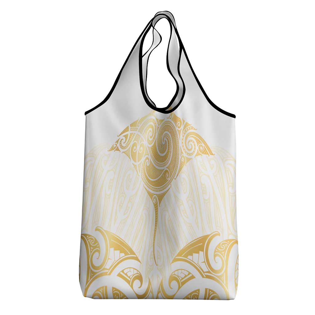 Gold White New Zealand Manta Ray Grocery Bag Aotearoa Maori Haehae - Aussie Hoodie