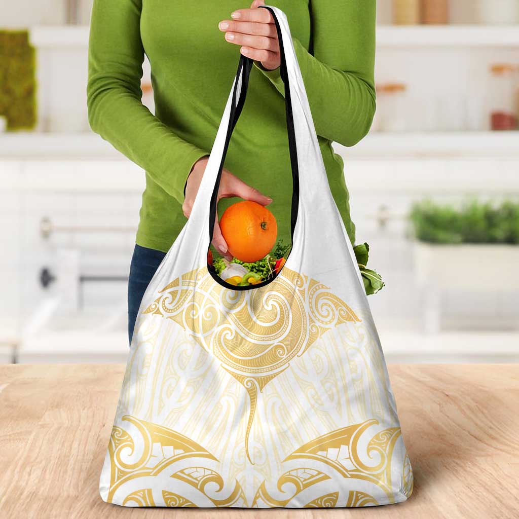 Gold White New Zealand Manta Ray Grocery Bag Aotearoa Maori Haehae - Aussie Hoodie