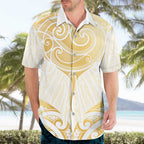 Gold White New Zealand Manta Ray Hawaiian Shirt Aotearoa Maori Haehae - Aussie Hoodie