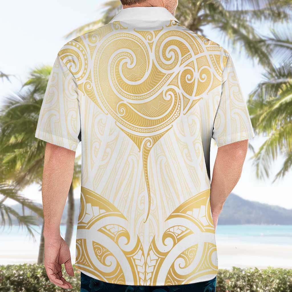 Gold White New Zealand Manta Ray Hawaiian Shirt Aotearoa Maori Haehae - Aussie Hoodie