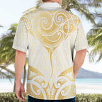 Gold White New Zealand Manta Ray Hawaiian Shirt Aotearoa Maori Haehae - Aussie Hoodie
