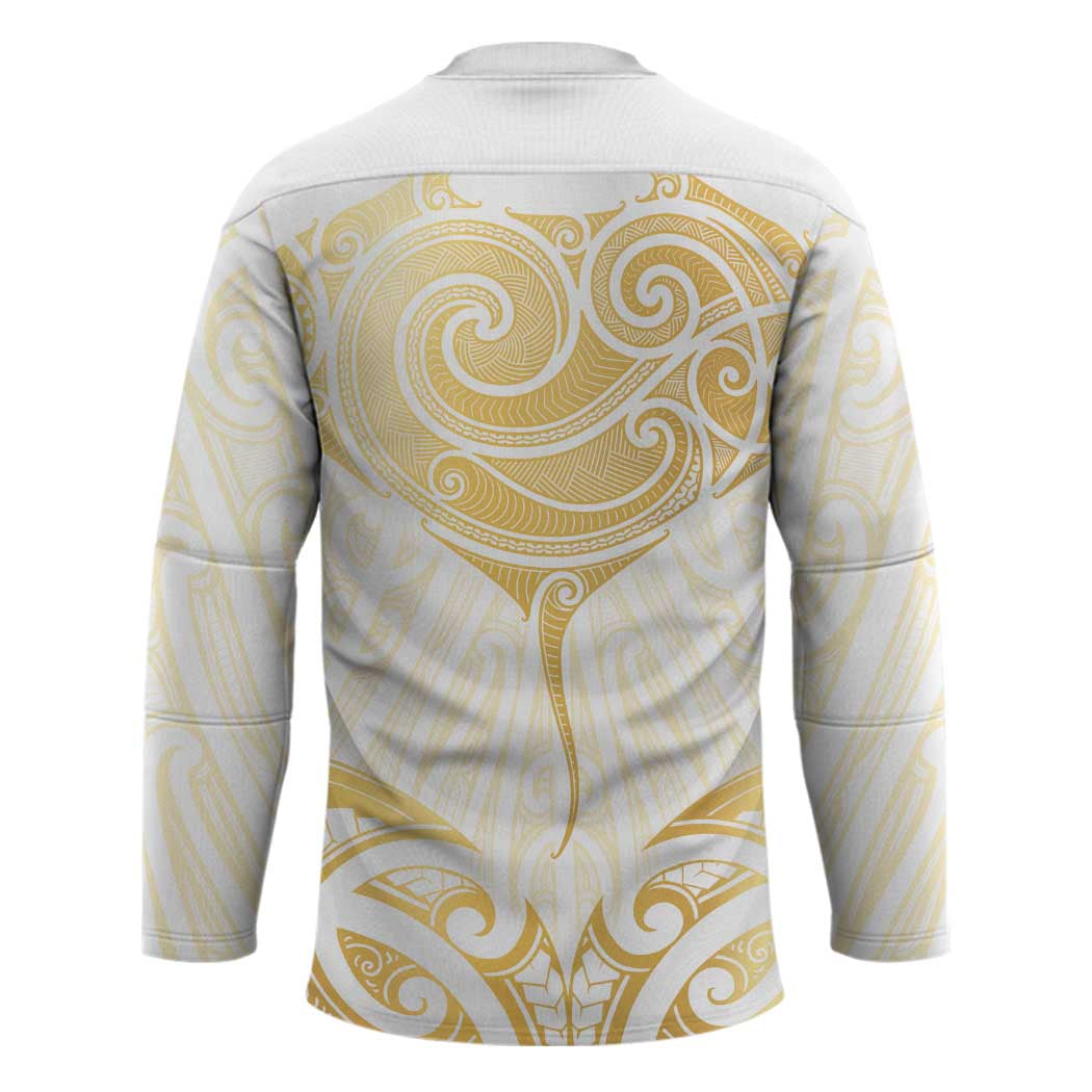 Gold White New Zealand Manta Ray Hockey Jersey Aotearoa Maori Haehae - Aussie Hoodie