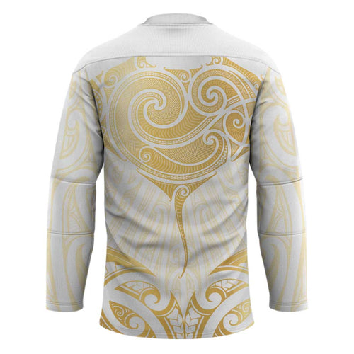 Gold White New Zealand Manta Ray Hockey Jersey Aotearoa Maori Haehae - Aussie Hoodie