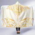 Gold White New Zealand Manta Ray Hooded Blanket Aotearoa Maori Haehae - Aussie Hoodie