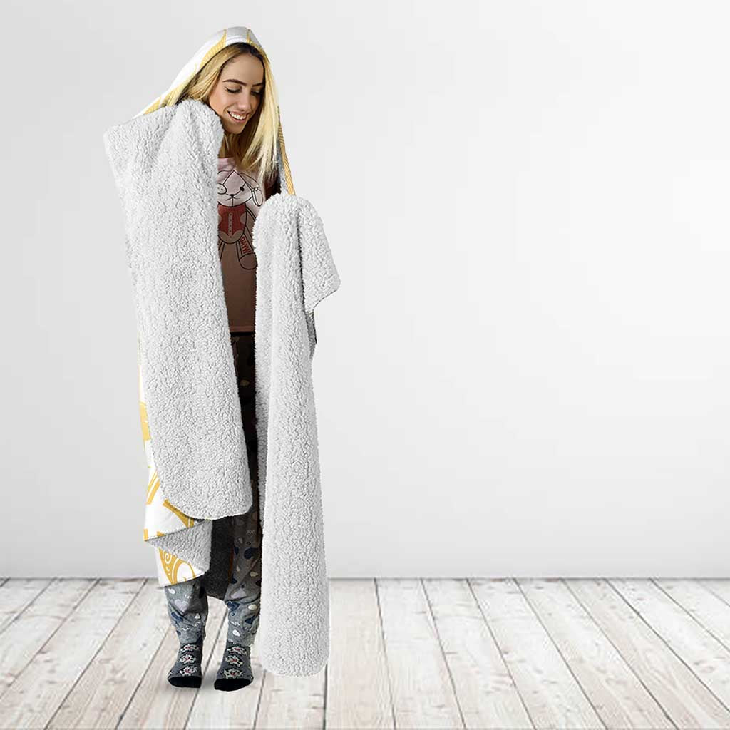 Gold White New Zealand Manta Ray Hooded Blanket Aotearoa Maori Haehae - Aussie Hoodie