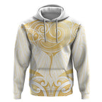 Gold White New Zealand Manta Ray Hoodie Aotearoa Maori Haehae - Aussie Hoodie