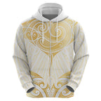 Gold White New Zealand Manta Ray Hoodie Aotearoa Maori Haehae - Aussie Hoodie