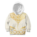 Gold White New Zealand Manta Ray Kid Hoodie Aotearoa Maori Haehae - Aussie Hoodie