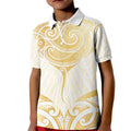 Gold White New Zealand Manta Ray Kid Polo Shirt Aotearoa Maori Haehae - Aussie Hoodie