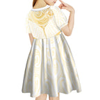 Gold White New Zealand Manta Ray Kid Short Sleeve Dress Aotearoa Maori Haehae - Aussie Hoodie