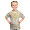 Gold White New Zealand Manta Ray Kid T Shirt Aotearoa Maori Haehae - Aussie Hoodie