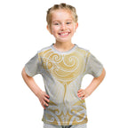 Gold White New Zealand Manta Ray Kid T Shirt Aotearoa Maori Haehae - Aussie Hoodie