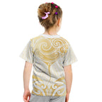 Gold White New Zealand Manta Ray Kid T Shirt Aotearoa Maori Haehae - Aussie Hoodie
