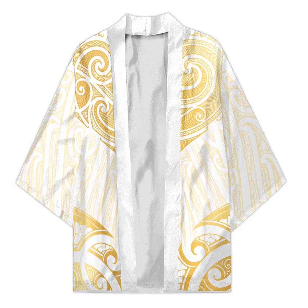Gold White New Zealand Manta Ray Kimono Aotearoa Maori Haehae - Aussie Hoodie
