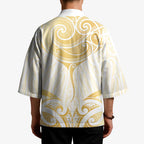 Gold White New Zealand Manta Ray Kimono Aotearoa Maori Haehae - Aussie Hoodie
