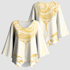 Gold White New Zealand Manta Ray Kimono Sleeve Blouse Aotearoa Maori Haehae - Aussie Hoodie