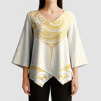 Gold White New Zealand Manta Ray Kimono Sleeve Blouse Aotearoa Maori Haehae - Aussie Hoodie