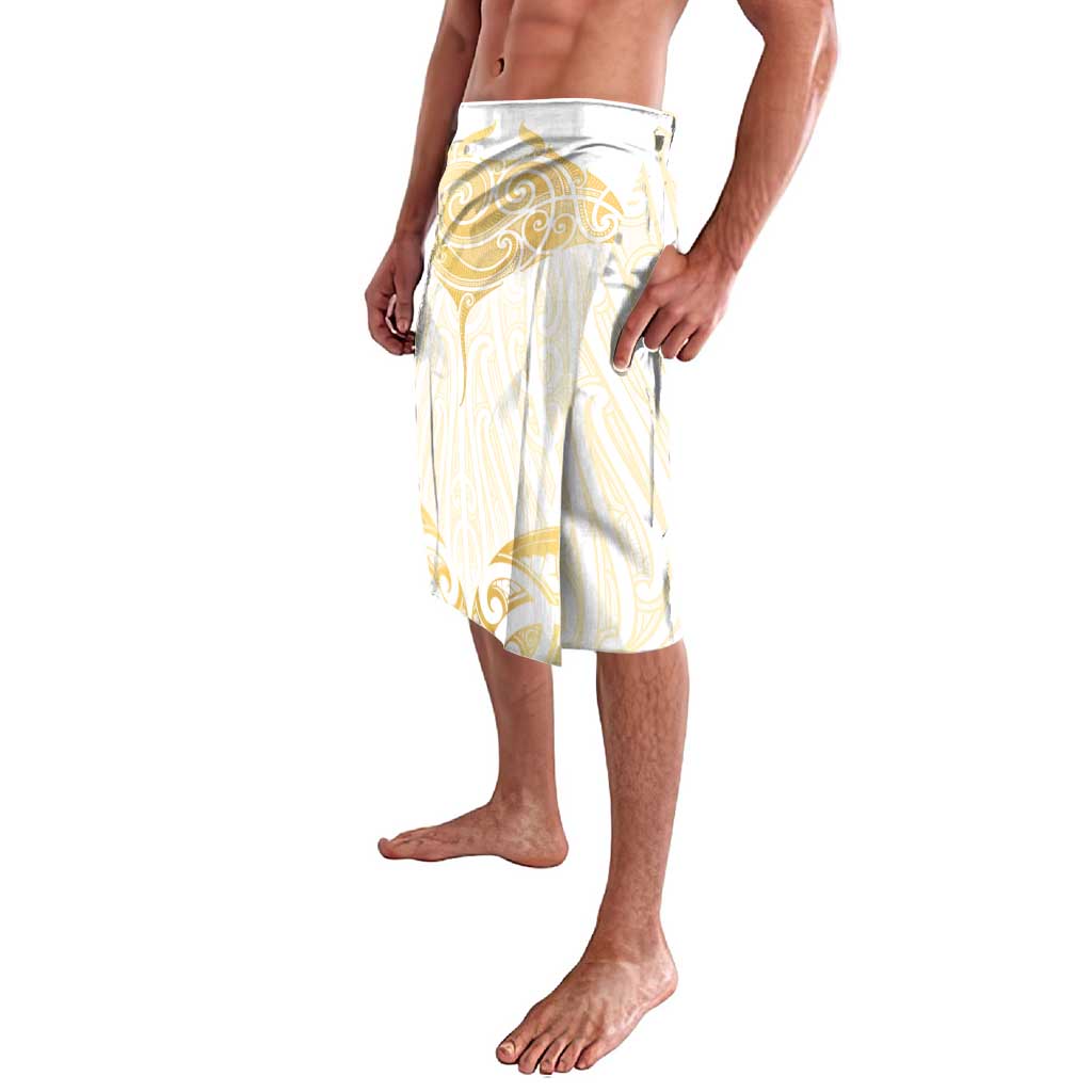 Gold White New Zealand Manta Ray Lavalava Aotearoa Maori Haehae - Aussie Hoodie