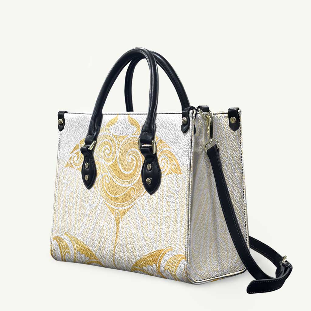 Gold White New Zealand Manta Ray Leather Bag Aotearoa Maori Haehae - Aussie Hoodie