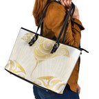 Gold White New Zealand Manta Ray Leather Tote Bag Aotearoa Maori Haehae - Aussie Hoodie