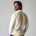 Gold White New Zealand Manta Ray Long Sleeve Polo Shirt Aotearoa Maori Haehae - Aussie Hoodie