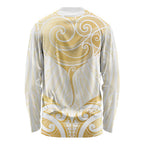 Gold White New Zealand Manta Ray Long Sleeve Shirt Aotearoa Maori Haehae - Aussie Hoodie