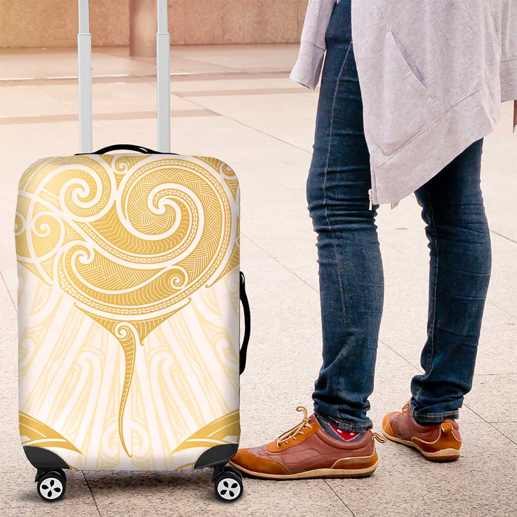 Gold White New Zealand Manta Ray Luggage Cover Aotearoa Maori Haehae - Aussie Hoodie
