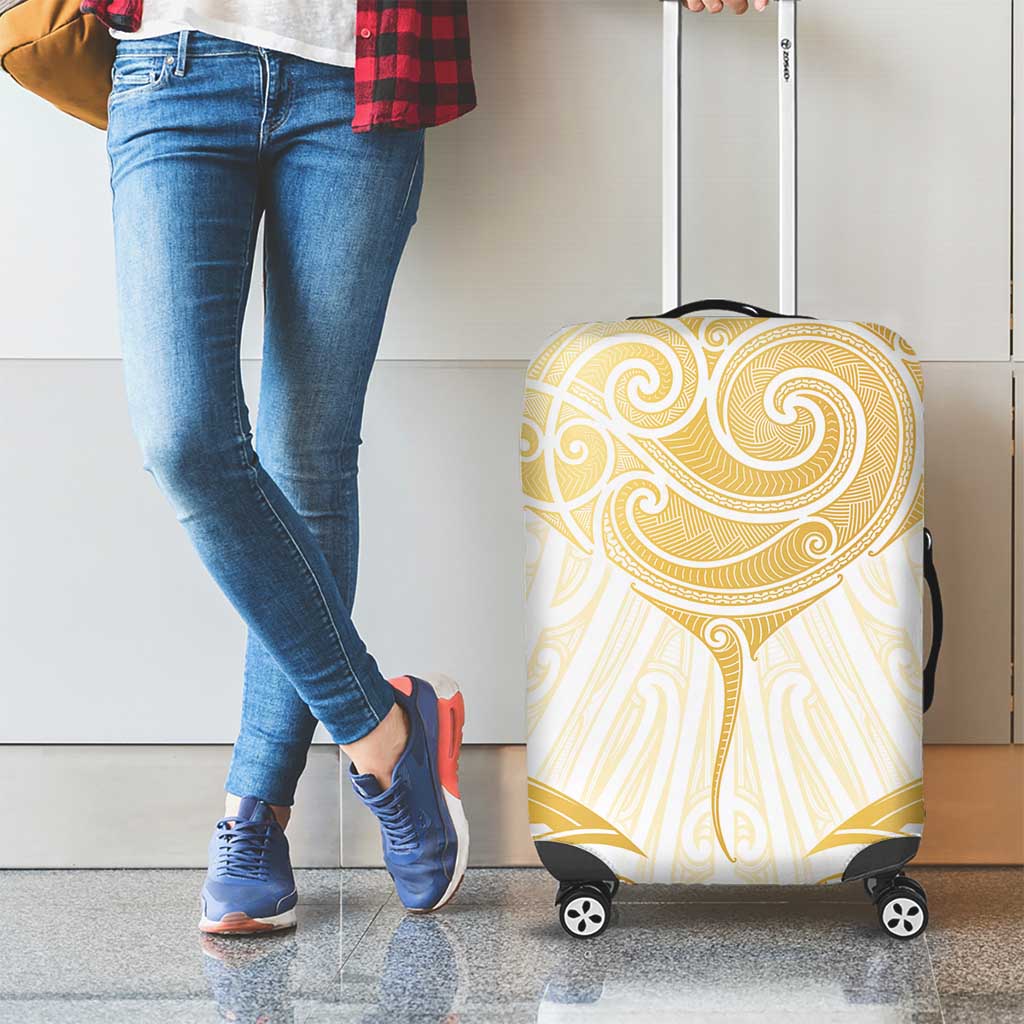 Gold White New Zealand Manta Ray Luggage Cover Aotearoa Maori Haehae - Aussie Hoodie