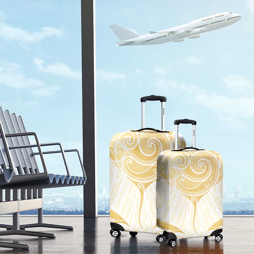 Gold White New Zealand Manta Ray Luggage Cover Aotearoa Maori Haehae - Aussie Hoodie