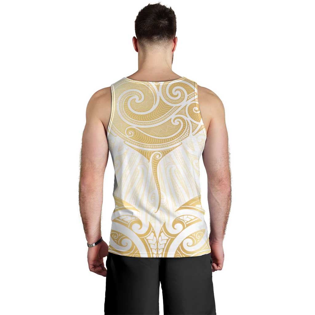 Gold White New Zealand Manta Ray Men Tank Top Aotearoa Maori Haehae - Aussie Hoodie