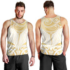 Gold White New Zealand Manta Ray Men Tank Top Aotearoa Maori Haehae - Aussie Hoodie
