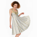 Gold White New Zealand Manta Ray Midi Dress Aotearoa Maori Haehae - Aussie Hoodie