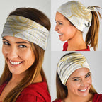 Gold White New Zealand Manta Ray Neck Gaiter Aotearoa Maori Haehae LT14