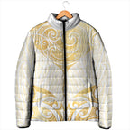 Gold White New Zealand Manta Ray Padded Jacket Aotearoa Maori Haehae - Aussie Hoodie