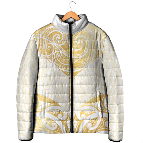 Gold White New Zealand Manta Ray Padded Jacket Aotearoa Maori Haehae - Aussie Hoodie