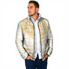 Gold White New Zealand Manta Ray Padded Jacket Aotearoa Maori Haehae - Aussie Hoodie