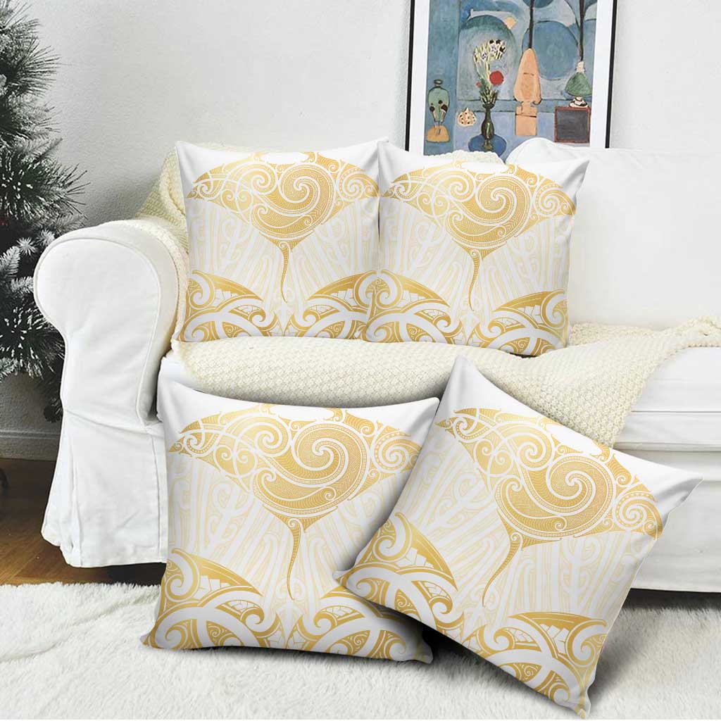Gold White New Zealand Manta Ray Pillow Cover Aotearoa Maori Haehae - Aussie Hoodie