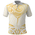 Gold White New Zealand Manta Ray Polo Shirt Aotearoa Maori Haehae - Aussie Hoodie