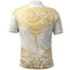 Gold White New Zealand Manta Ray Polo Shirt Aotearoa Maori Haehae - Aussie Hoodie