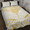 Gold White New Zealand Manta Ray Quilt Bed Set Aotearoa Maori Haehae - Aussie Hoodie