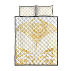 Gold White New Zealand Manta Ray Quilt Bed Set Aotearoa Maori Haehae - Aussie Hoodie