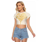 Gold White New Zealand Manta Ray Raglan Cropped T Shirt Aotearoa Maori Haehae - Aussie Hoodie