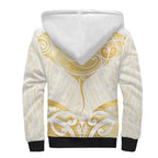 Gold White New Zealand Manta Ray Sherpa Hoodie Aotearoa Maori Haehae - Aussie Hoodie