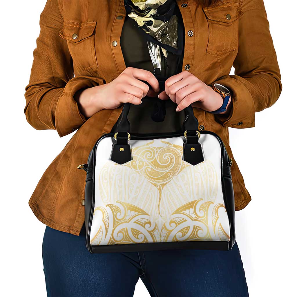 Gold White New Zealand Manta Ray Shoulder Handbag Aotearoa Maori Haehae - Aussie Hoodie
