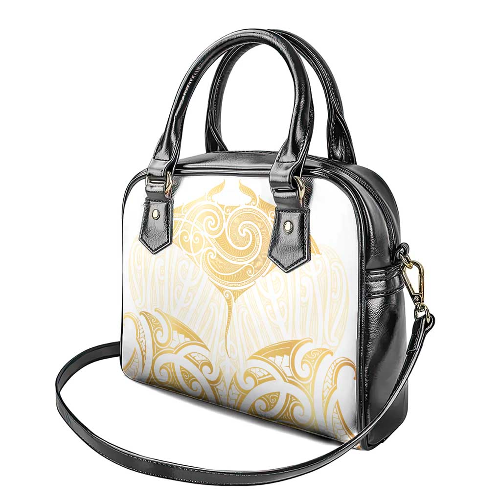 Gold White New Zealand Manta Ray Shoulder Handbag Aotearoa Maori Haehae - Aussie Hoodie