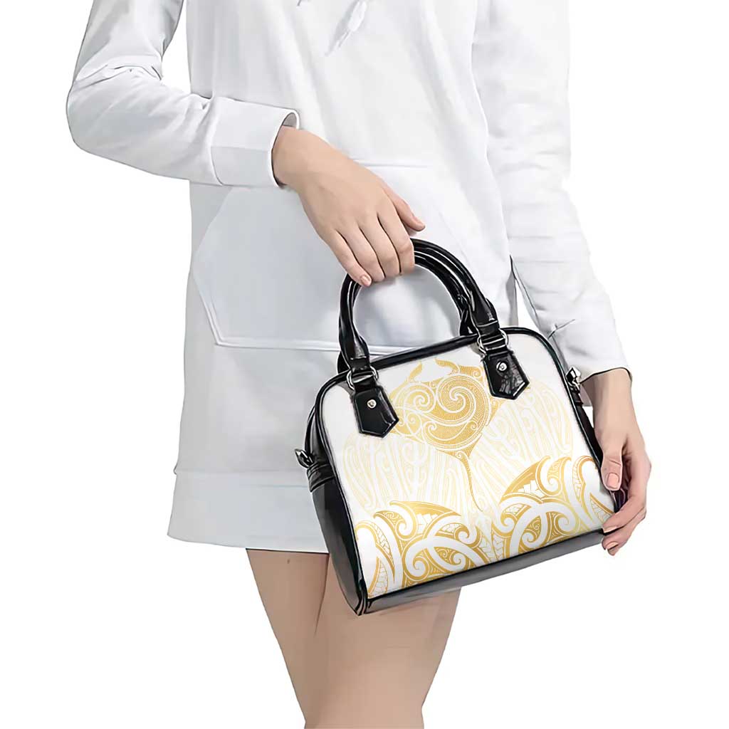 Gold White New Zealand Manta Ray Shoulder Handbag Aotearoa Maori Haehae - Aussie Hoodie