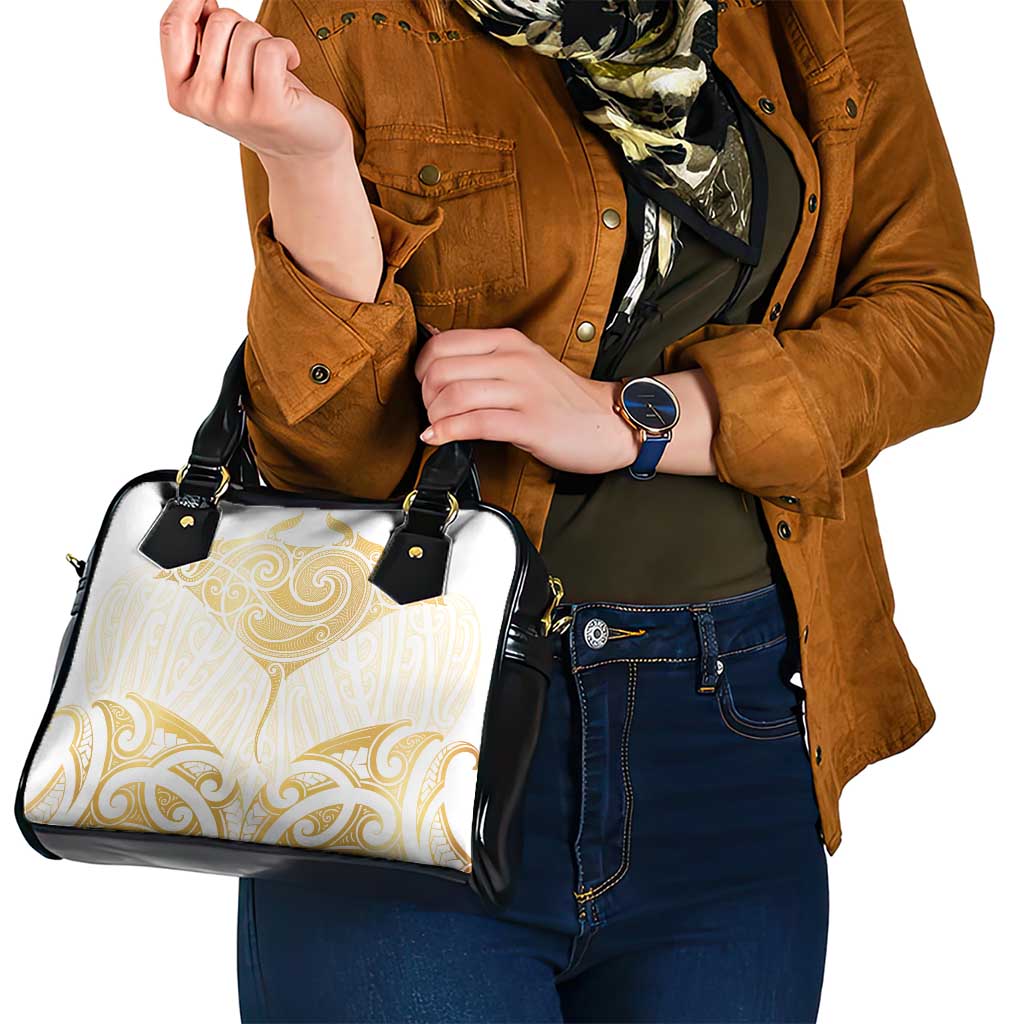 Gold White New Zealand Manta Ray Shoulder Handbag Aotearoa Maori Haehae - Aussie Hoodie