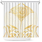 Gold White New Zealand Manta Ray Shower Curtain Aotearoa Maori Haehae - Aussie Hoodie