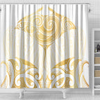 Gold White New Zealand Manta Ray Shower Curtain Aotearoa Maori Haehae - Aussie Hoodie