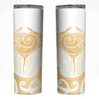 Gold White New Zealand Manta Ray Skinny Tumbler Aotearoa Maori Haehae - Aussie Hoodie